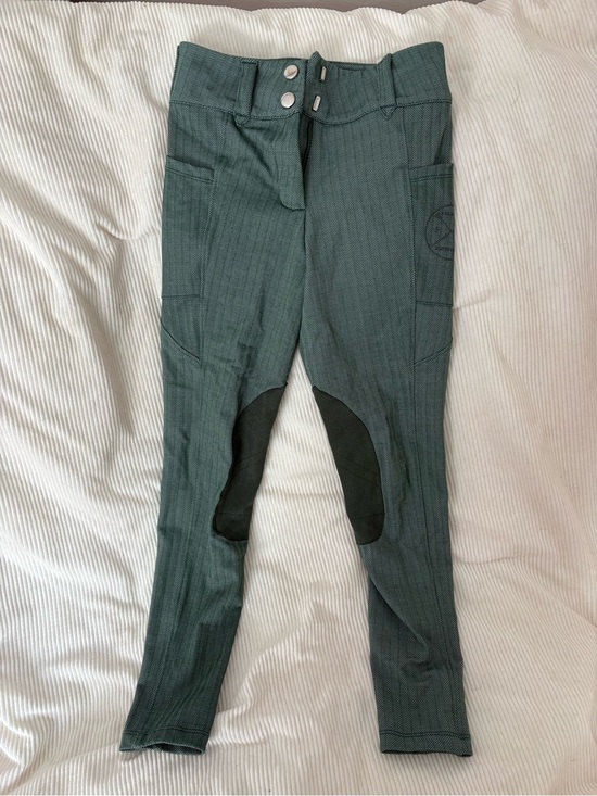 Free Ride Equestrian Other - Kids Green Riding Tights with Knee Patches